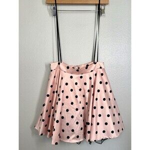 Jodi Kristopher Petal Baby Pink‎ Black Polka Dot Rockabilly Pinup Skirt Size 7